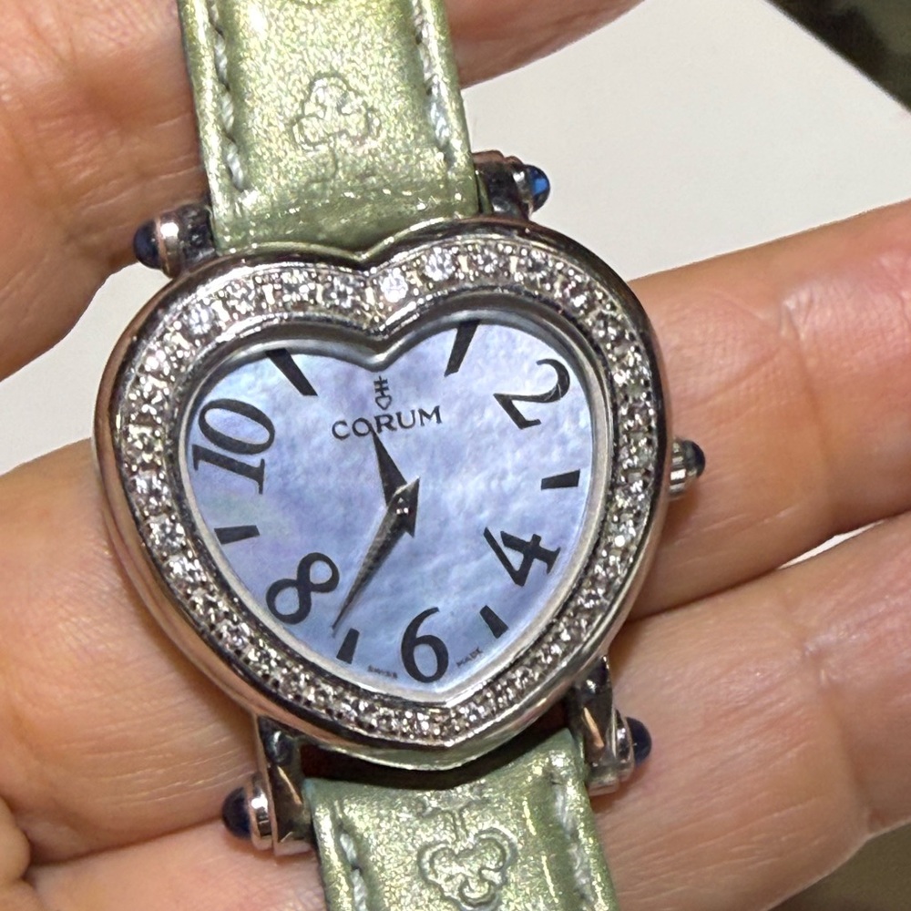Authentic CORUM HEART BEAT  STAINLESS STEEL DIAMOND MOP DIAL QUARTZ LADIES WATCH